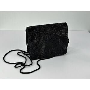 Tatiana Vintage Black Beaded Sparkly‎ Mini Sling Bag 6"
